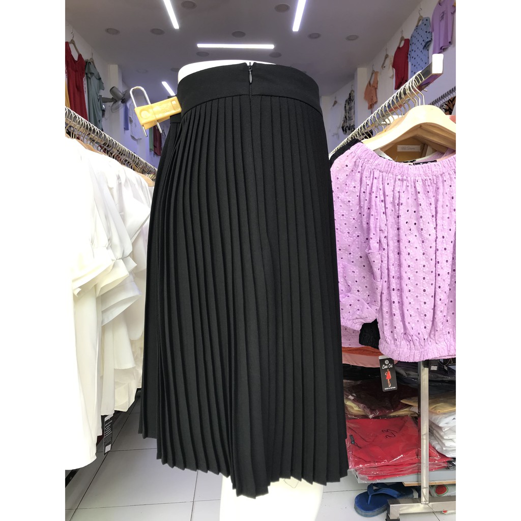 Chân váy xếp ly đen HATOP cao cấp vải cát len CVXD006