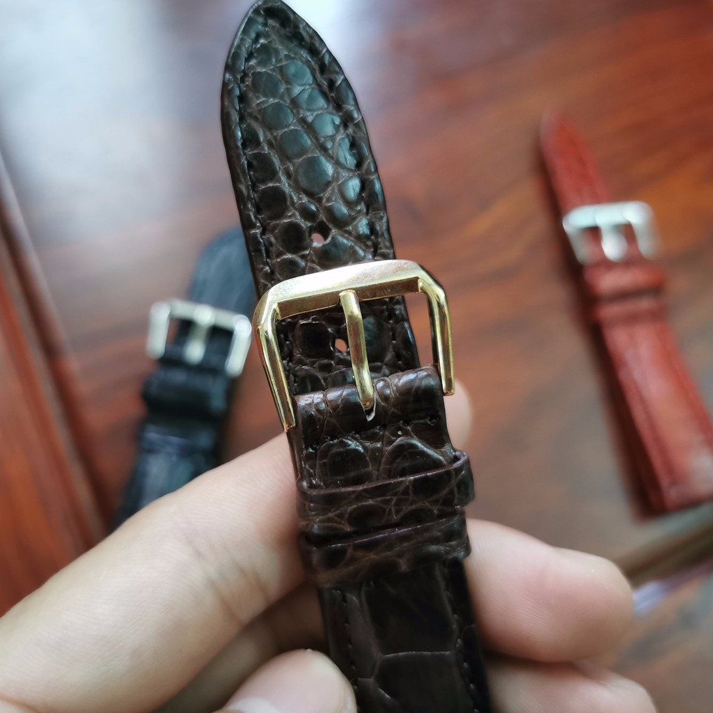 Dây da đồng hồ handmade ♥️FREESHIP♥️ dây da cá sấu thật 100% TẶNG KÈM TOOL THAY DÂY VÀ CHỐT THAY TẠI NHÀ