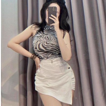Chân váy kaki đắp chéo cực sang chảnh(chất vải dầy đẹp