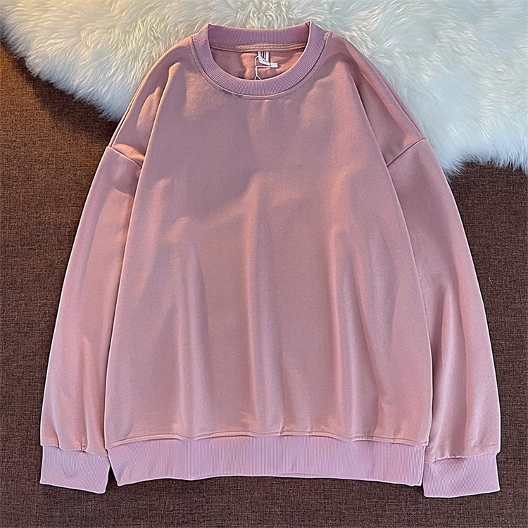 SUXI Áo sweater tay dài cổ tròn màu sắc đơn giản dành cho nữ