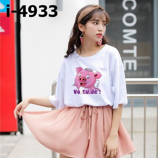 I4933 ÁO PHÔNG NỮ TAY LỠ HÌNH CON HEO GIÁ RẼ VÔ ĐỐI