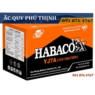 Ắc quy xe máy 12V - 7Ah Habaco YJ7A - Lắp cho xe ATILA - SYM - SPACY