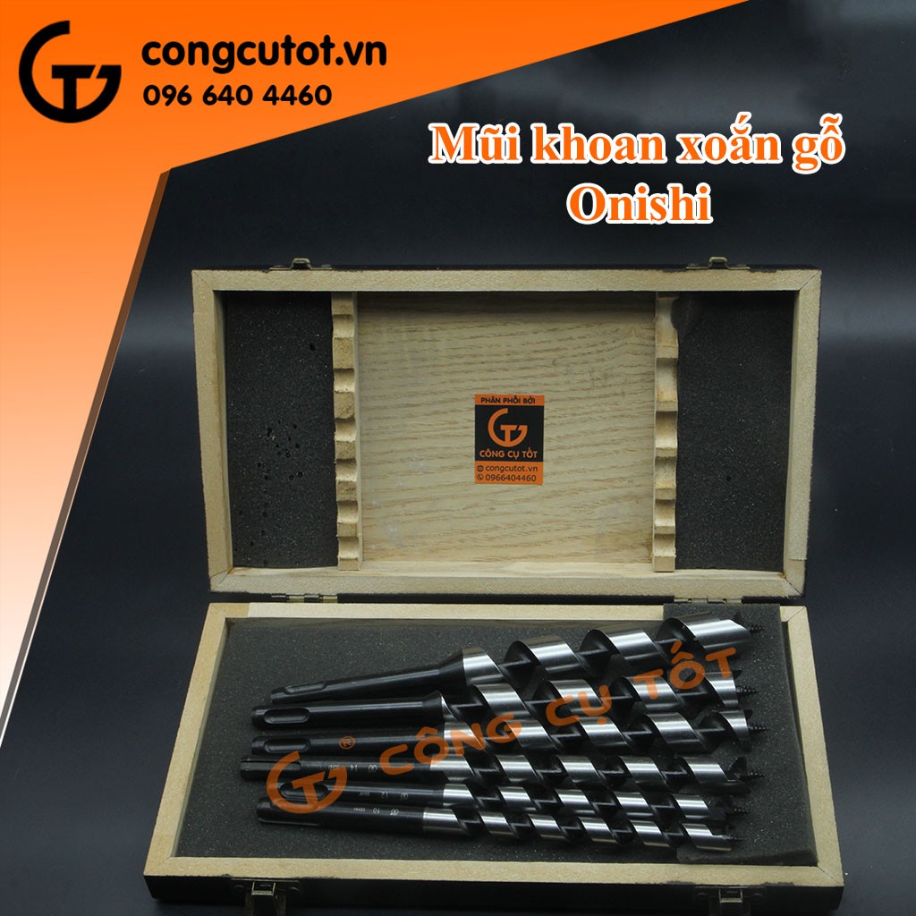 Hộp 6 mũi khoan gỗ xoắn ốc Onishi chuôi gài SDS