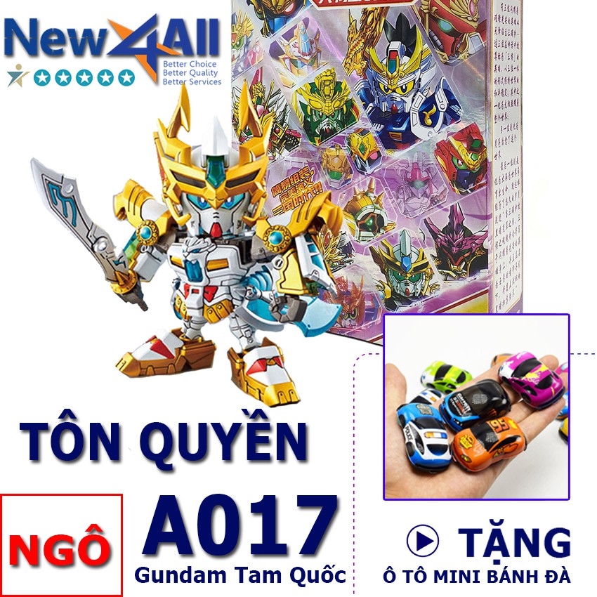 Gundam A017 Tôn Quyền - Đồ chơi lắp ráp sd Gundam Tam Quốc New4all tặng kèm 01 xe ô tô mini bánh đà