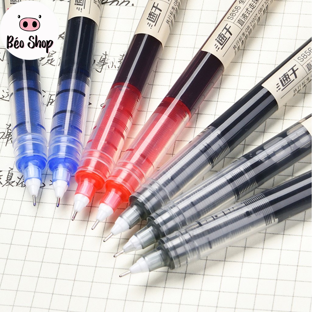 Bút bi nước muji khô nhanh Béo shop ngòi 0.5mm viết thư pháp ống bút liền mực màu Đen Đỏ Xanh 1 chiếc B15