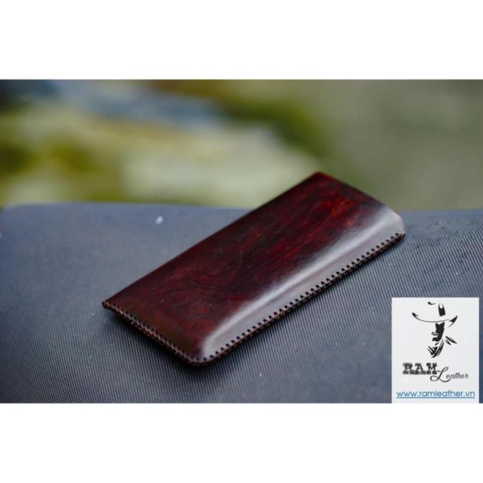 Bao Da Blackberry Da Bò Thật Rất Đẹp Màu Chocolate Key1/ Key2 - Hàng Chính Hãng Ram Leather May Tay Thủ Công Tỷ Mỹ