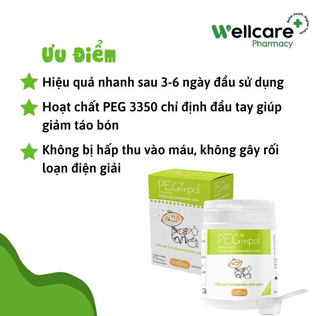 PEGinpol  - Lọ 100g giúp giảm táo bón cho bé, bột nhuận tràng trẻ em