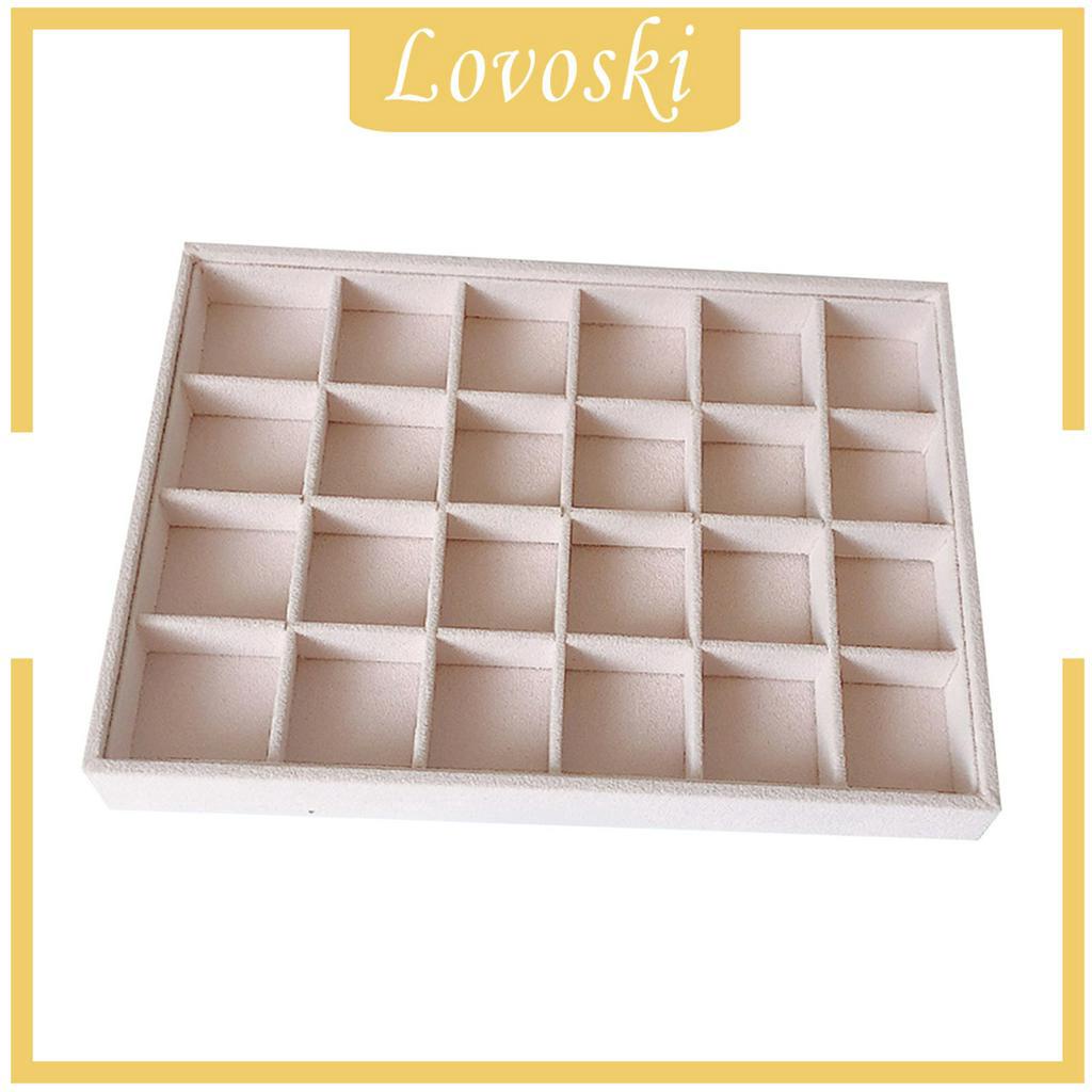 [Lovoski] Khay Nhung Màu Be Trưng Bày Trang Sức / Bông Tai / Nhẫn