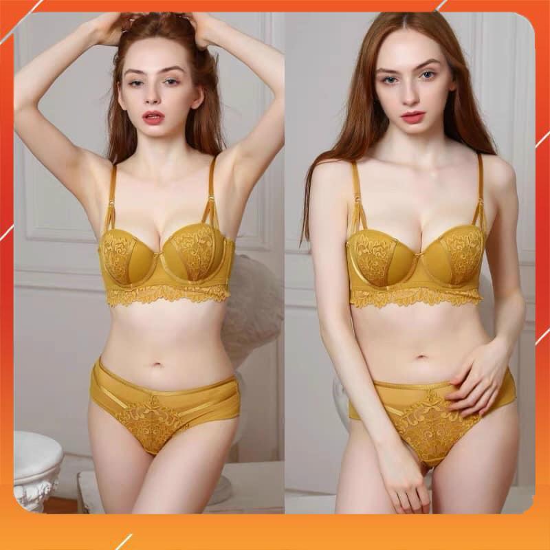 Set bộ đồ lót ren cao cấp áo có gọng cup ngang đệm mút vừa cực sang chảnh B14920