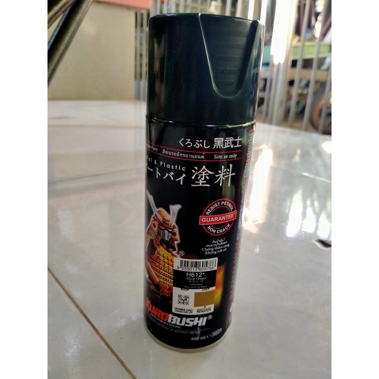Chai sơn xịt, sơn xe Samurai H612 màu xanh nhớt Wave Honda 400ml chính hãng - Nhập khẩu Malaysia