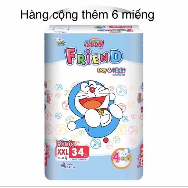 Combo 4 bịch Bỉm Goon Friend M58/L46/XL42/XXL36 tặng 1 bịch nhỏ 5 cái