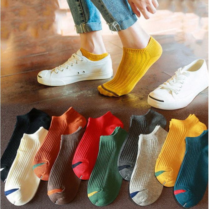 Set 10 Đôi Tất Nữ Ngắn Cổ Vintaga Trơn
