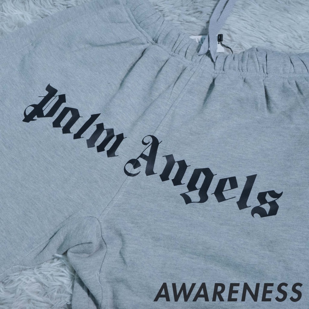 Quần Short Vải Nỉ Cotton Palm Angles Đen Xám - Quần short ngắn thể thao Unisex dây rút thời trang cao cấp - awareness