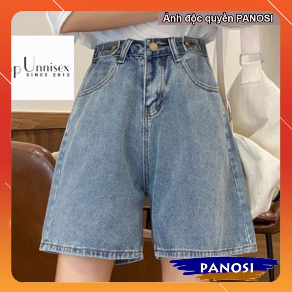Quần short jean nữ FREESHIP Quần Short ống rộng có cúc eo, quần sooc đùi chất bò mềm mịn Q436 PANOSI