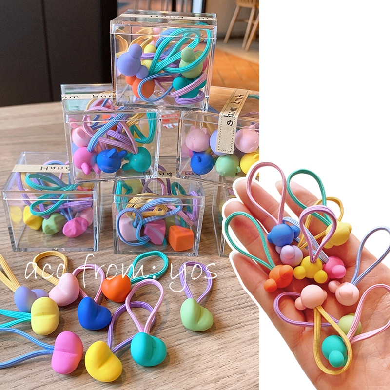 Set 10 dây buộc tóc nhiều màu ngộ nghĩnh dễ thương cho bé gái