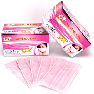 Bộ 3 Hộp Khẩu Trang Y Tế 3 Lớp Nam Anh 9X Màu Hồng Hộp 50 Cái Cao Cấp ( Chính Hãng)