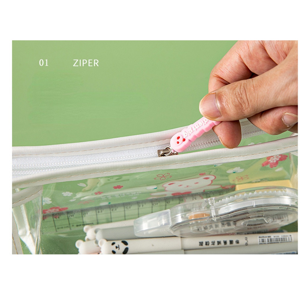 Túi Đựng Bút Bằng pvc Trong Suốt Họa Tiết Hoạt Hình Phong Cách Hàn Quốc Xinh Xắn