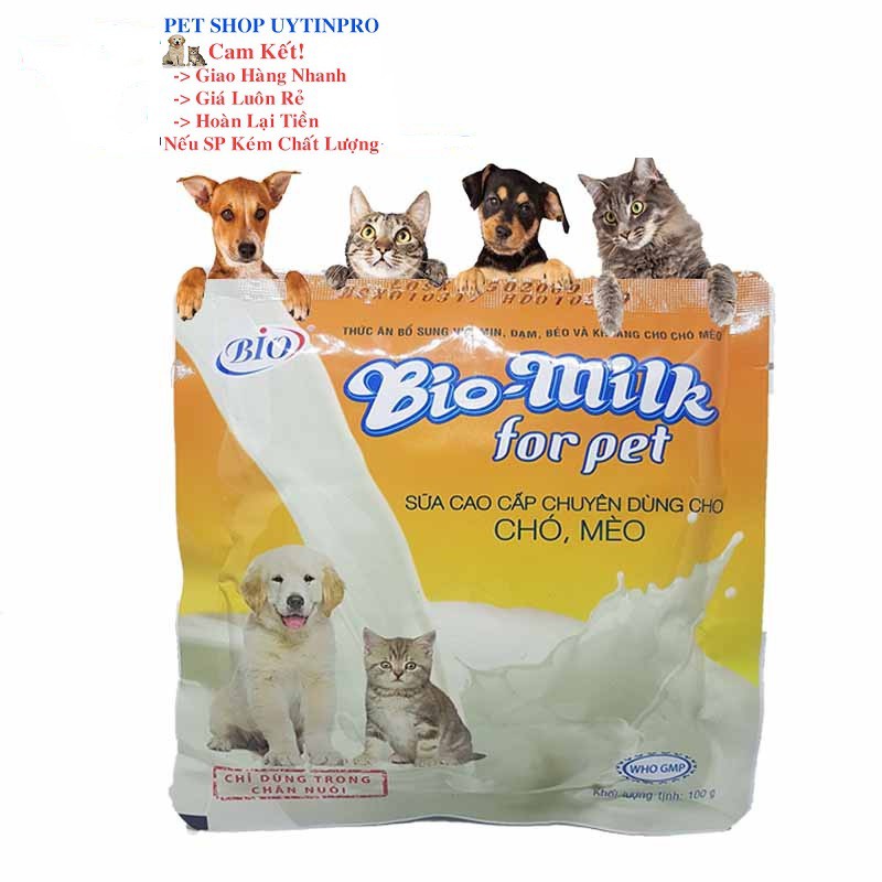 45 GÓI SỮA DINH DƯỠNG CHO CHÓ MÈO Bio milk Gói 100g (HSD: T4/2022)