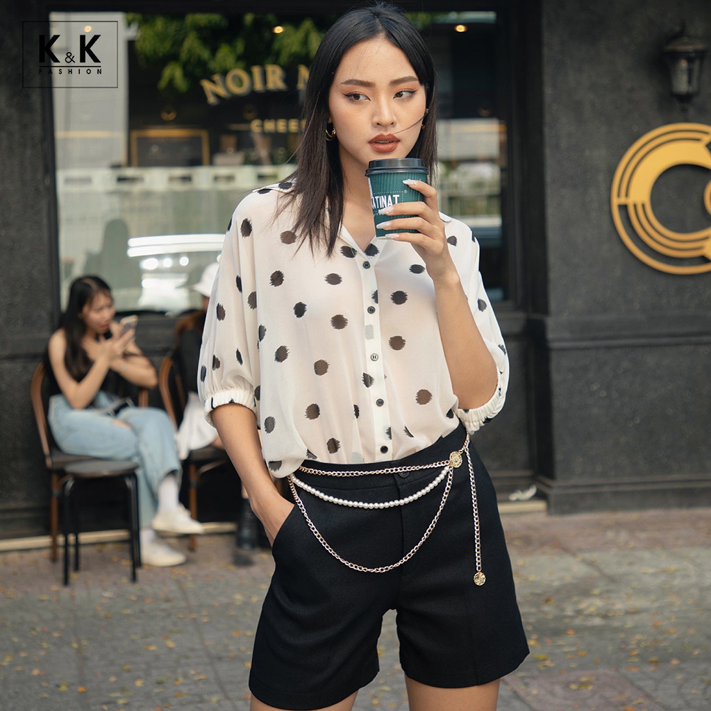 Quần Short Nữ Màu Đen 2 Túi K&amp;K Fashion QCS02-18 Chất Liệu Cotton