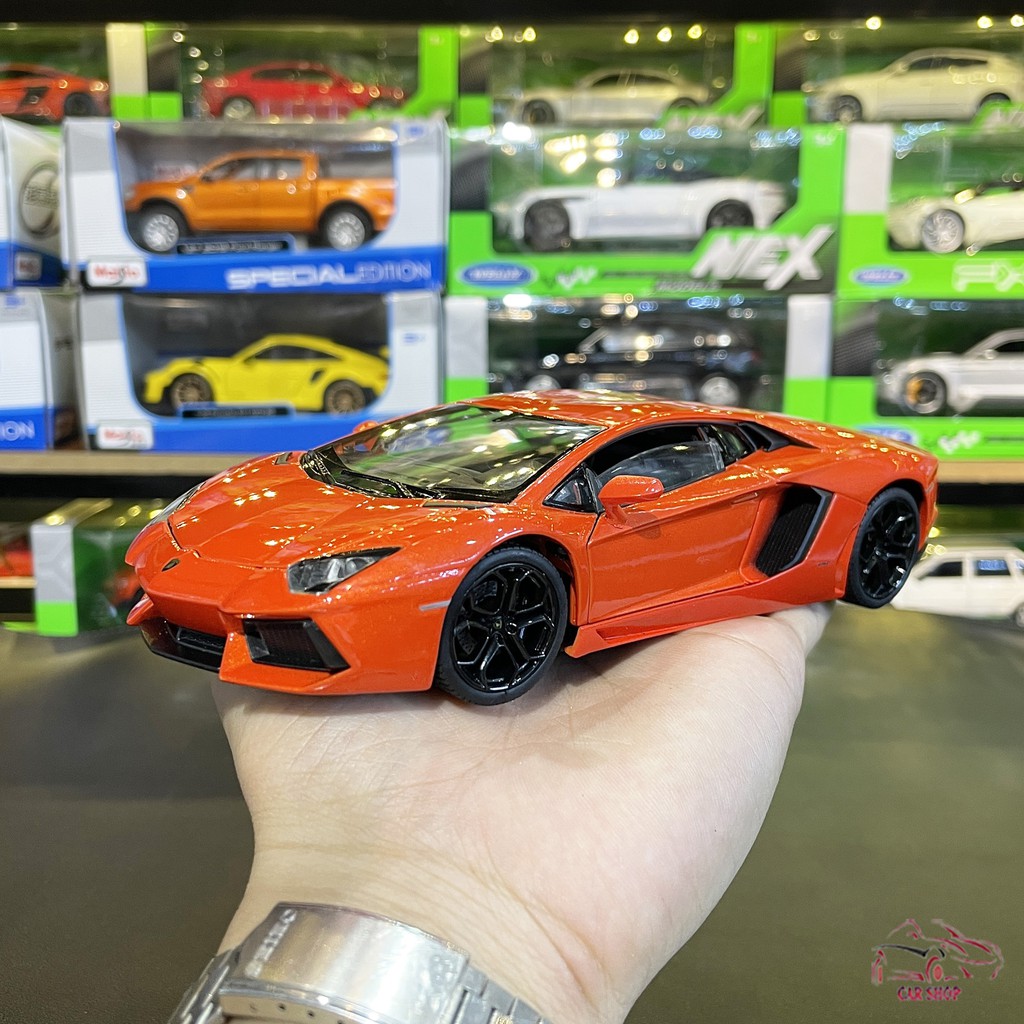 Mô hình xe hợp kim Lamborghini-Aventador LP700 tỉ lệ 1:24 màu cam đỏ