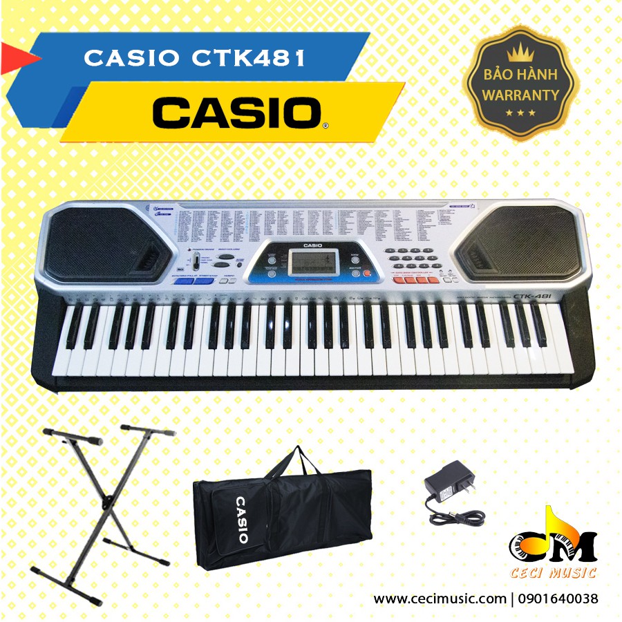 Đàn Organ Casio CTK481 sản xuất tại Nhật Bản,61 phím, phù hợp cho người bắt đầu,người học nâng cao