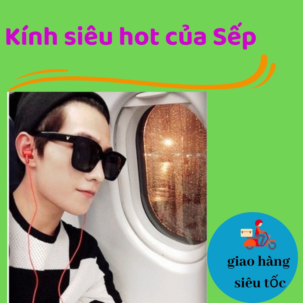 Kính râm chữ V đen gọng to Sơn Tùng, kính mát unisex nam nữ Hàn Quốc thời trang Chống tia UV 987 congkakashi