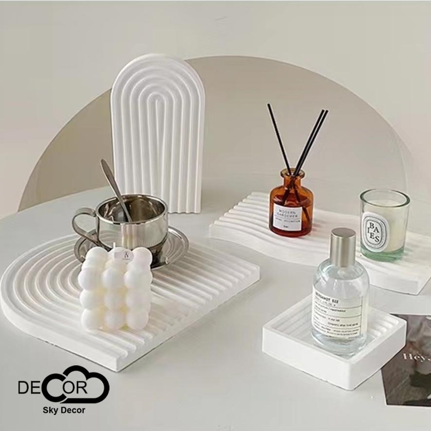 Khay trắng Sky Decor - Phụ kiện trang trí phòng khách, để bàn phòng ngủ, nền trang trí chụp ảnh sản phẩm