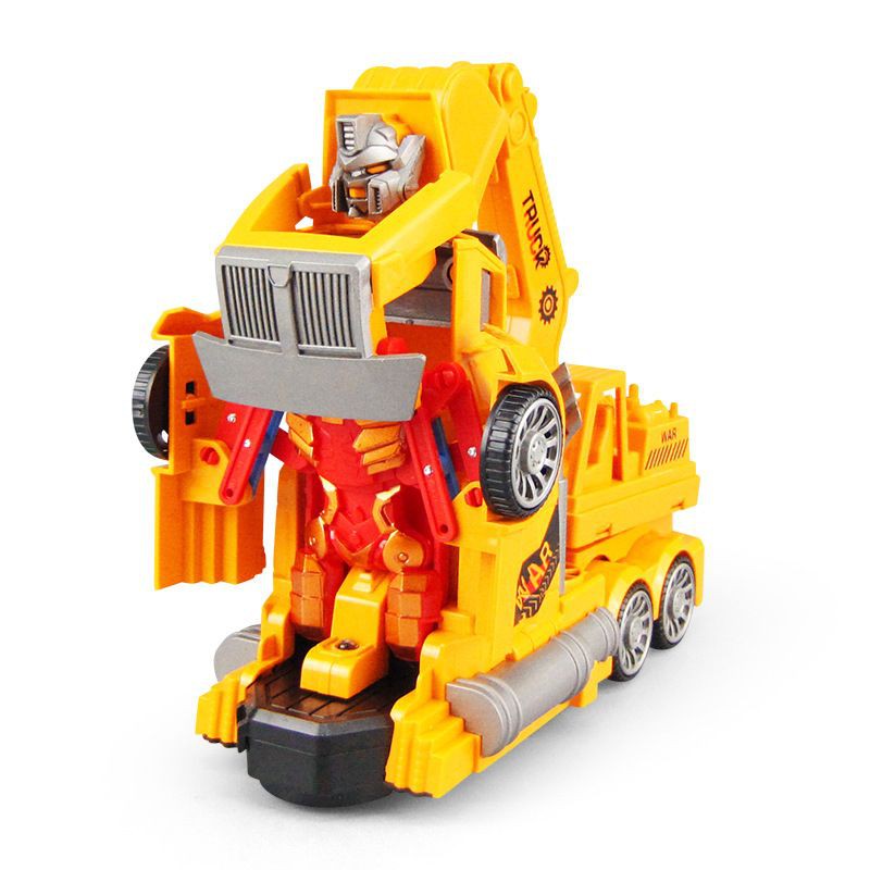 [nhiều mẫu biến hình ]Đồ chơi xe cẩu biến hình nhạc đèn xoay 360°