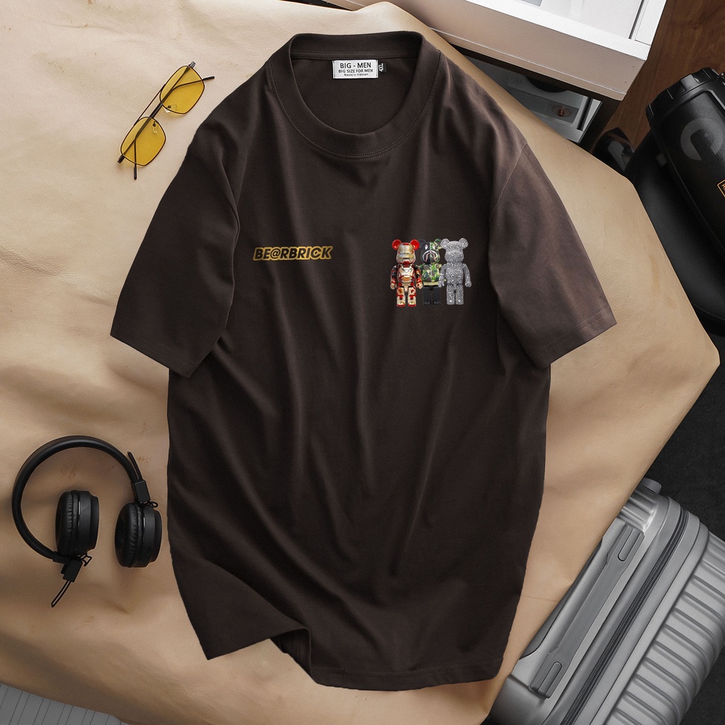 bigsize Áo thun cotton bigsize nam in hình bearrick nhỏ 50-130kg