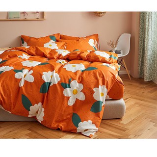 Bộ chăn ga gối cotton poly hoa cam