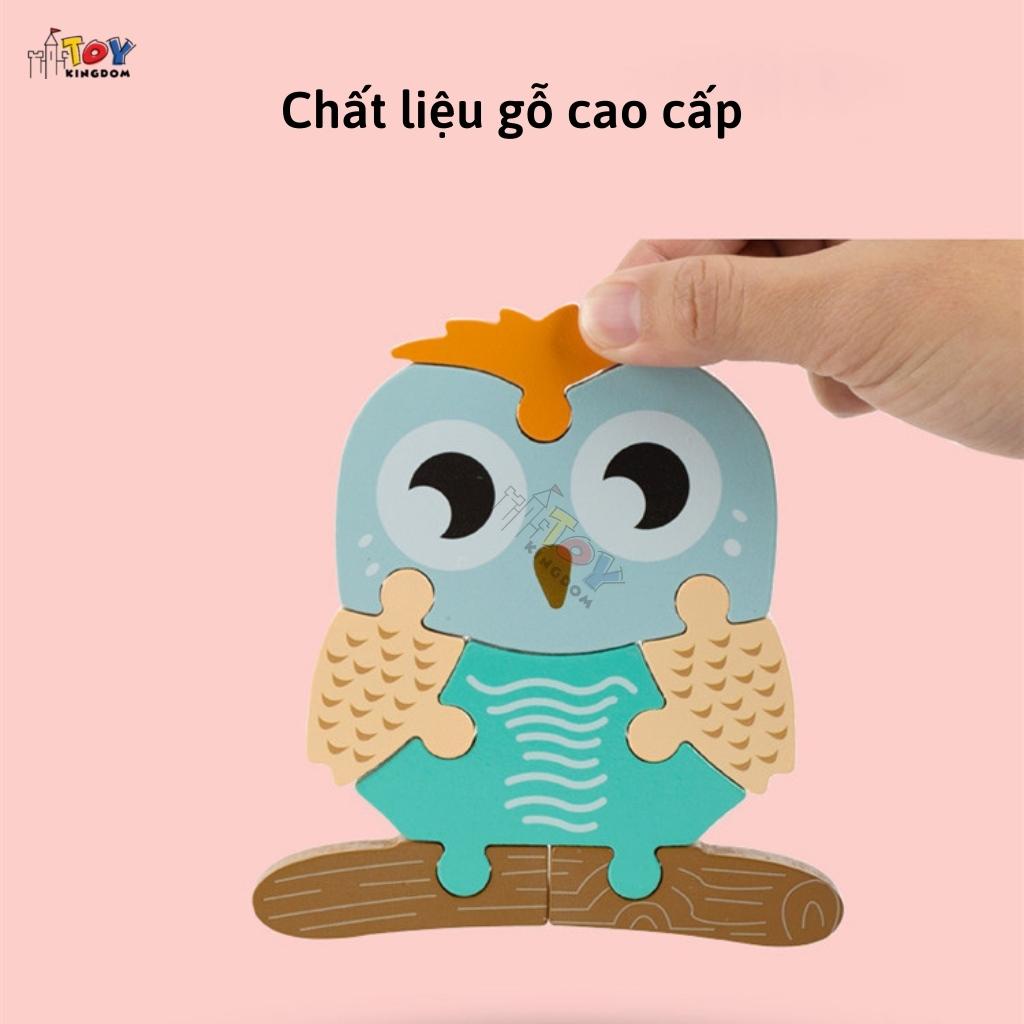 Đồ Chơi Xếp Hình Gỗ 3D TOYKINGDOM, Dày Dặn, Miếng Ghép Chắc Chắn, An Toàn, Phát Triển Trí Thông Minh Cho Bé Từ 1 Tuổi