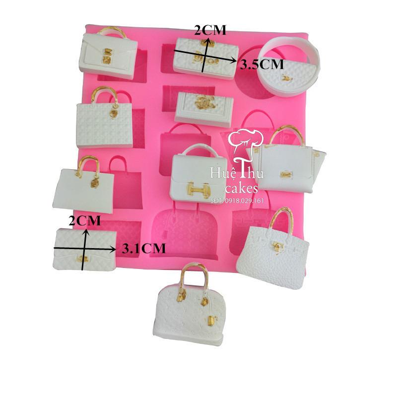 Khuôn silicon Túi Xách (vỉ 11 hình) làm bánh rau câu 3D, 4D