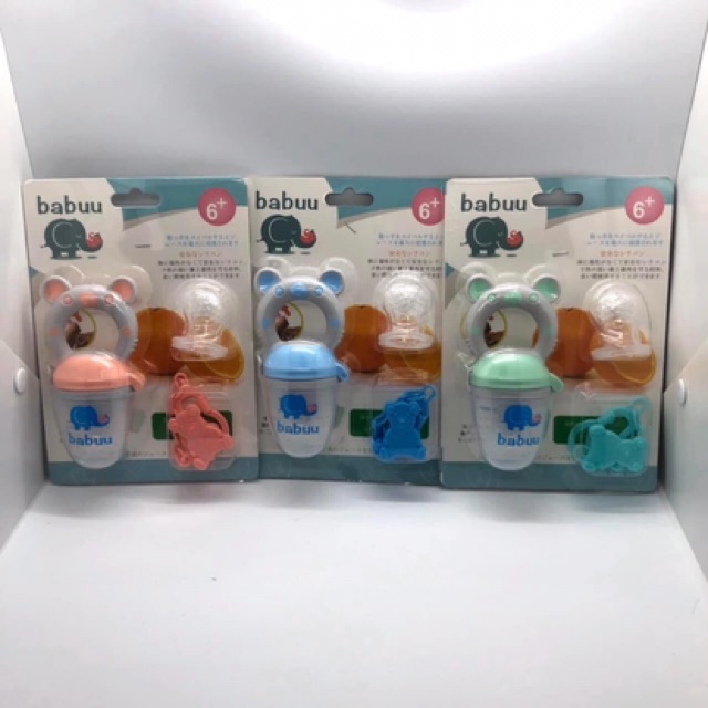 (Tặng dây đeo) Túi nhai ăn dặm cho bé Babuu cao cấp (3 núm 3 size)