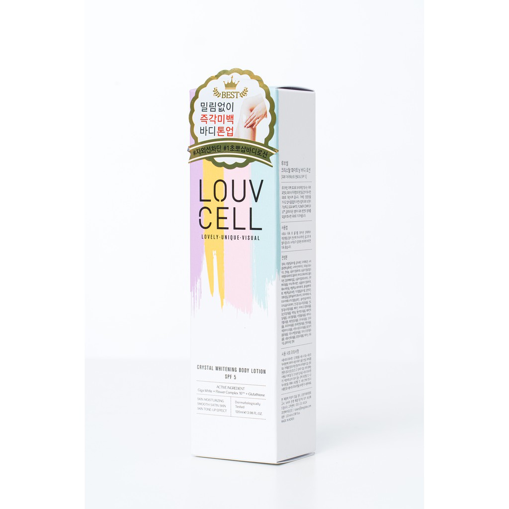 Kem Dưỡng Trắng Da Body Louvcell Crystal Whitening Body Lotion 120ml. Kem dưỡng ẩm trắng da  toàn thân Louv cell