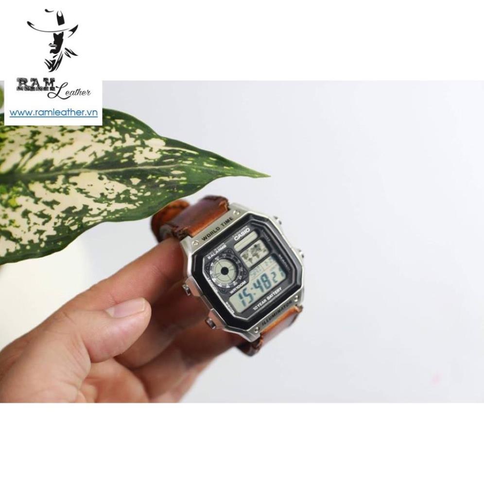 Dây Đồng Hồ Da Bò Thật Rất Đẹp Cho Seiko 5 / Casio Ae 1200 Whd / Casio Ae 1200 Wh / Casio 1200whd / 1000w / 1000wd