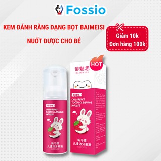 Kem Đánh Răng Cho Bé, Trẻ Em FOSSIO BAIMEISI Dạng Bọt Nuốt Được Chống Sâu Răng Hương Dâu và Hương Cam