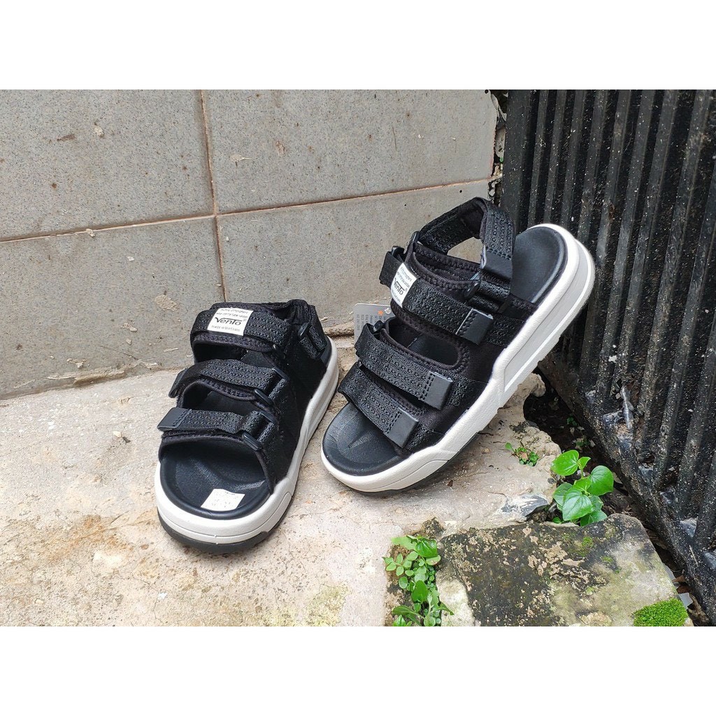 Sandal Vento Quai Ngang SD1001 Black Grey Dòng Streetwear Unisex F7 [Đế IP cao 3cm]