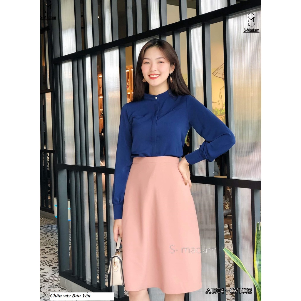 Chân váy chữ A màu hồng dài tới gối( sẵn size)- M77
