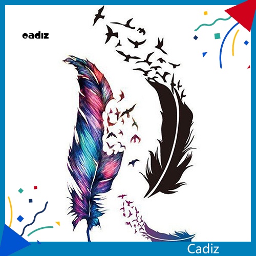 Hình Xăm Dán Tạm Thời Hình Lông Vũ 3D Nhiều Màu Sắc Chống Nước Có Thể Tháo Gỡ