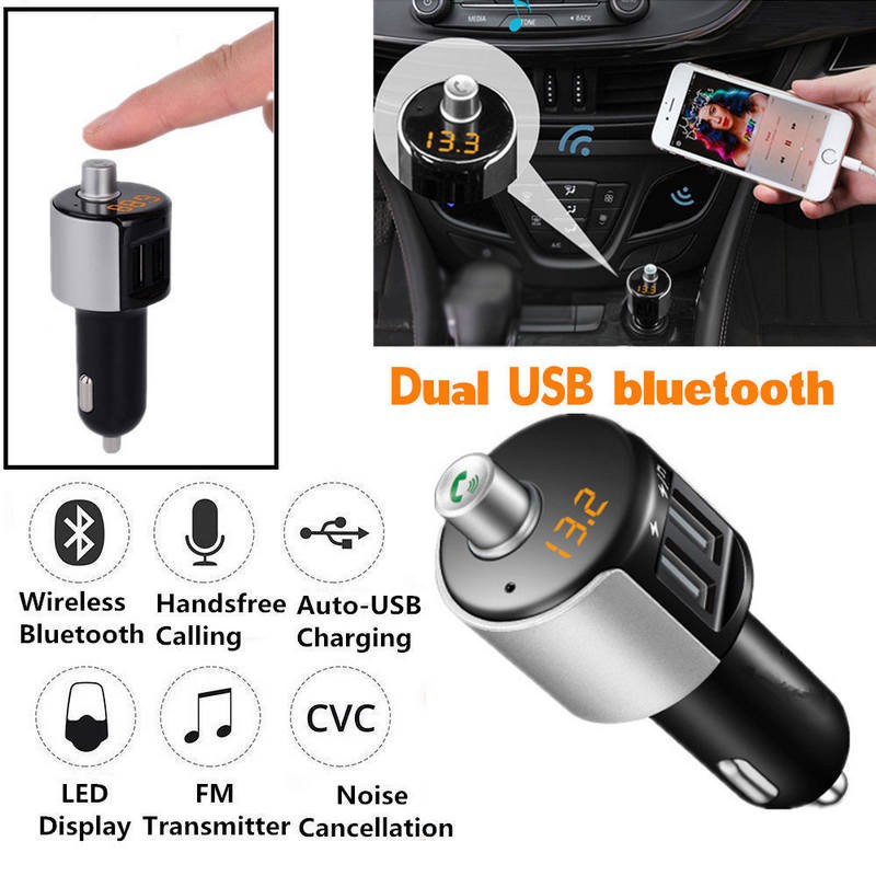 Tẩu sạc usb không dây tích hợp phát nhạc bluetooth mp3/ radio fm cao cấp tiện lợi trên ô tô