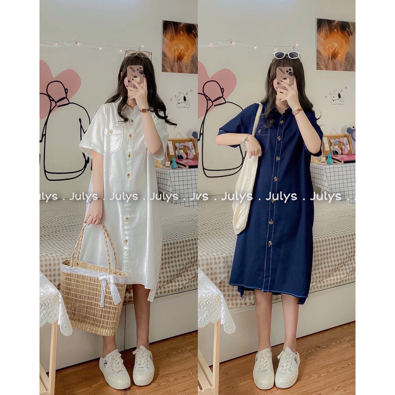 [Mã FATHANG5 giảm 10K đơn 50K] Váy sơ mi linen (ảnh thật shop chụp kèm video)