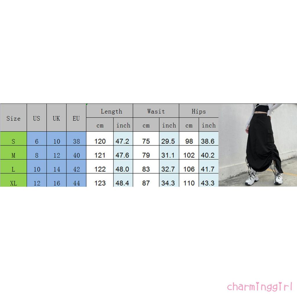 Chm-chân Váy Dài Dáng Rộng Màu Trơn Dây Rút Điều Chỉnh Được Thời Trang Mùa Hè Cho Nữ
