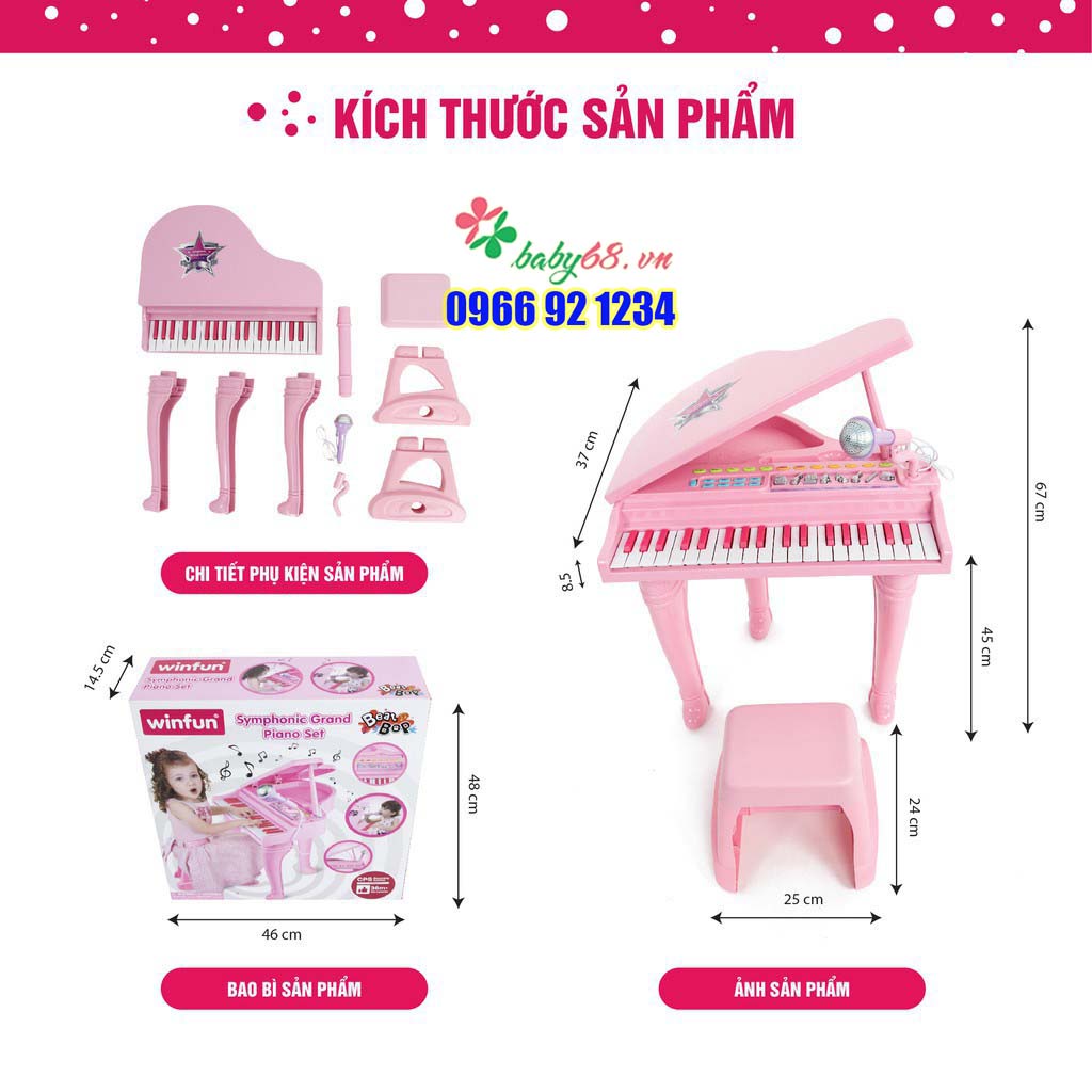 Đồ chơi đàn piano cổ điển kèm mic thu âm cho bé Winfun WF002045X hàng chính hãng