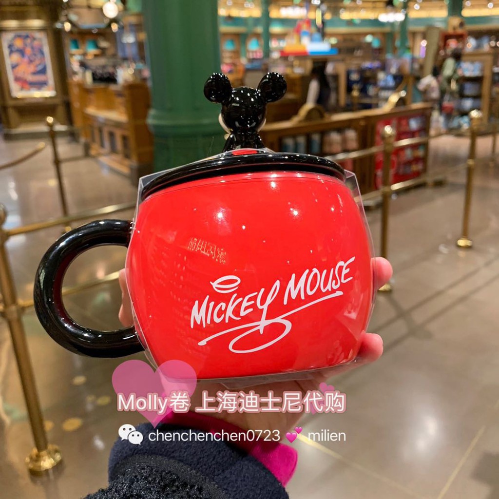 Disney Donald Duck Cốc Sứ Uống Nước Cỡ Lớn Có Nắp Đậy In Hình Chuột Mickey / Vịt Donald Dễ Thương