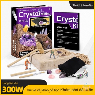 Đồ chơi cô gái sáng tạo giáo dục mới, đào đá quý, quặng pha lê, kho báu địa chất, bộ khai quật khảo cổ học