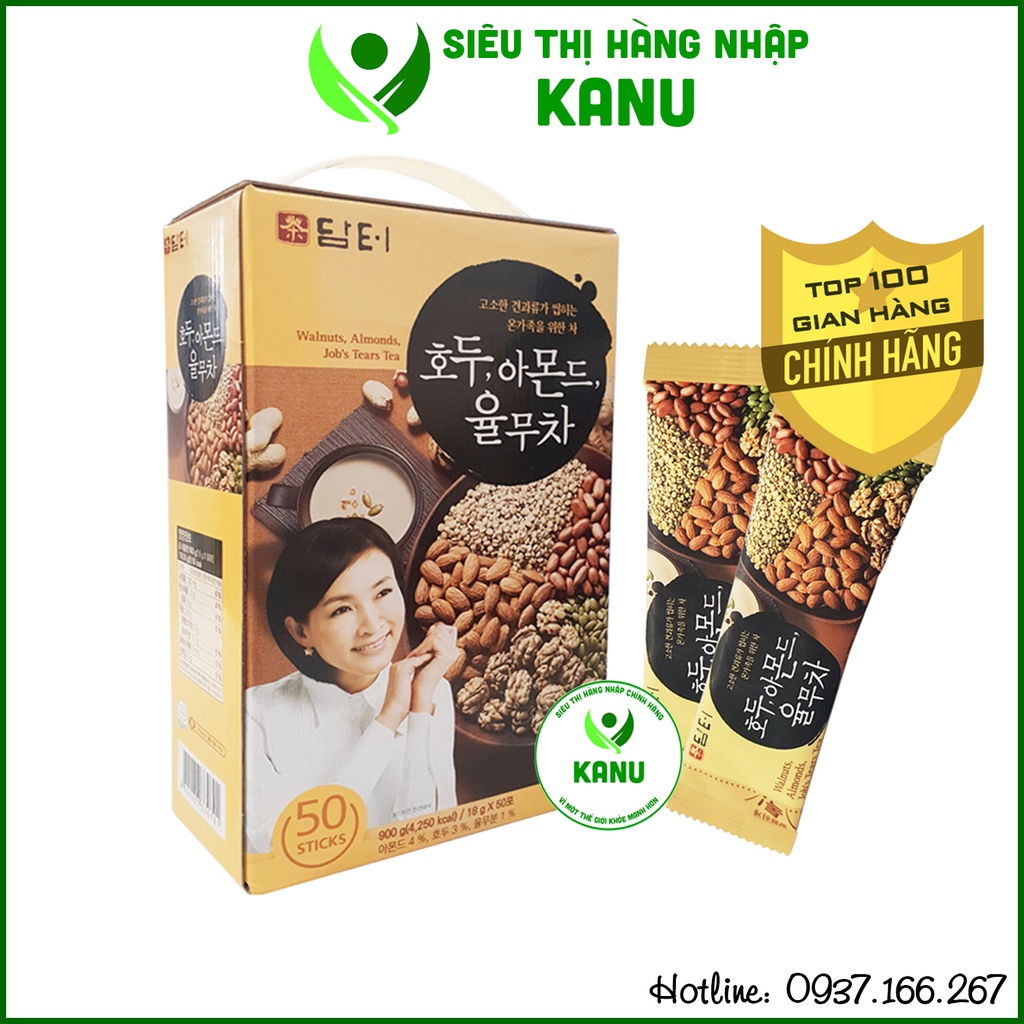 [HÀNG CHUẨN] Hộp 50 gói bột ngũ cốc óc chó hạnh nhân Damtuh Hàn Quốc