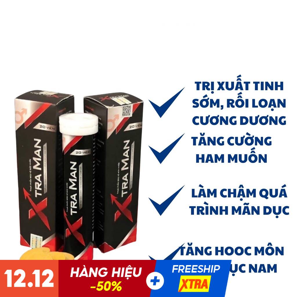 Tăng Cường Sinh Lý Nam - 1 Người Khỏe 2 Người Vui Cả Đêm Xtraman - Hộp 20 Viên Sủi