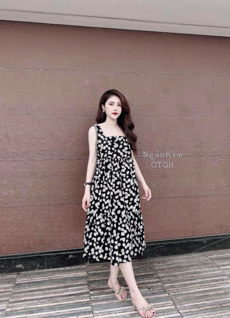 Váy sát nách đi biển hơ nhí vintage dáng xoè hotrend | BigBuy360 - bigbuy360.vn