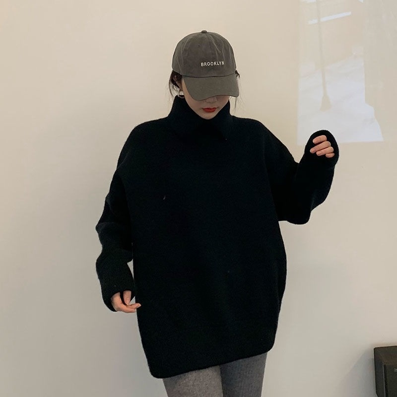 Áo len dày cổ cao dáng rộng thiết kế mới thời trang thu đông cho nữ