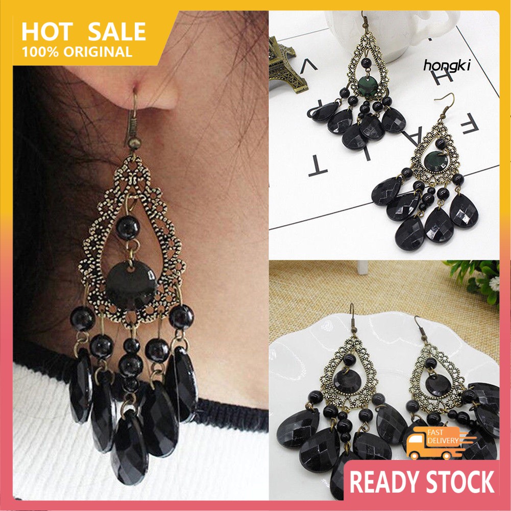 Bông tai dáng dài hình giọt nước phong cách boho thời trang cho nữ
